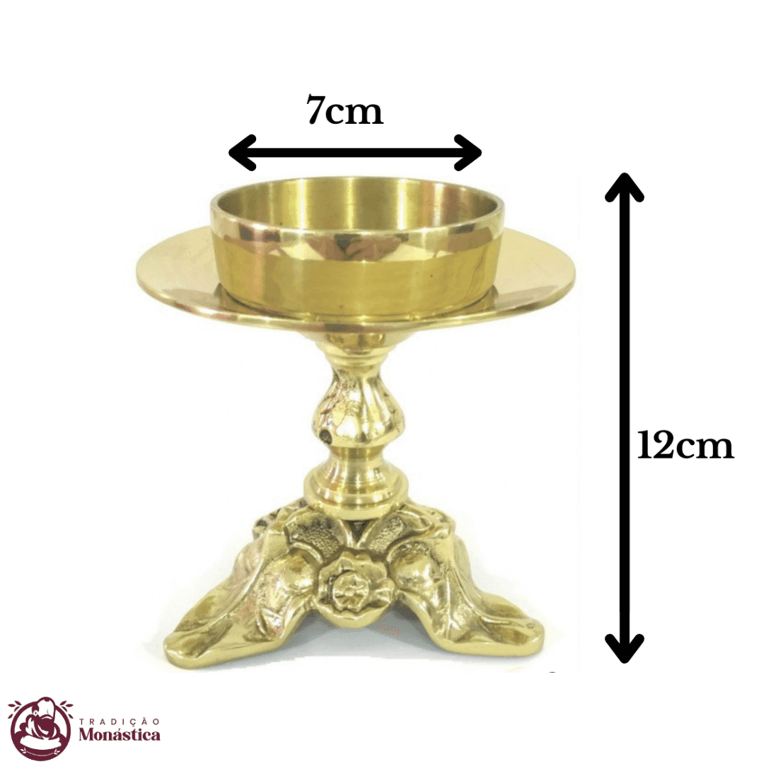 Conjunto de Castiçal e Cruz Flor Pequeno em Bronze - 5