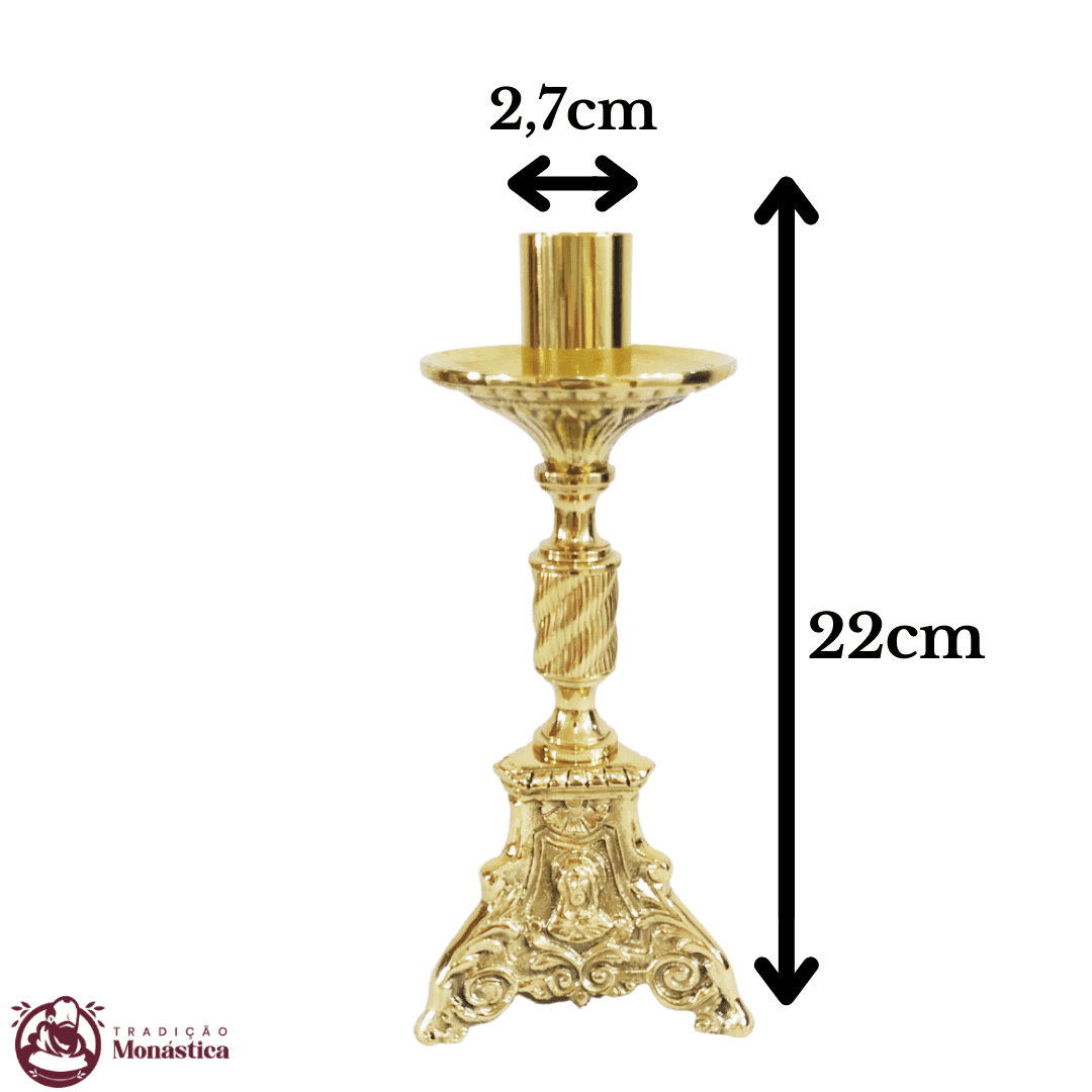 Conjunto de Castiçal e Cruz JMJ Pequeno em Bronze - 6