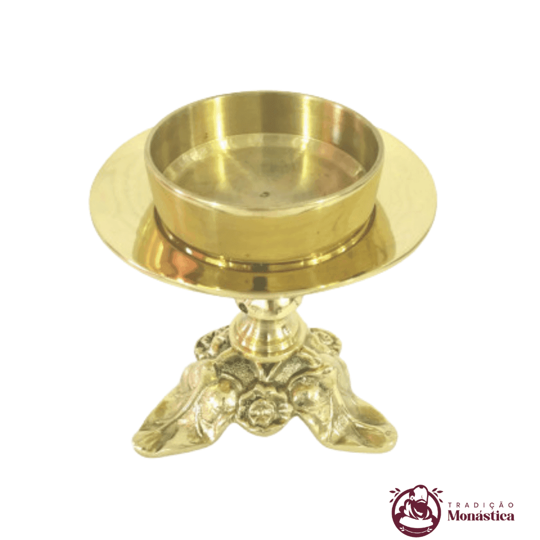 Conjunto de Castiçal e Cruz Flor Pequeno em Bronze - 4