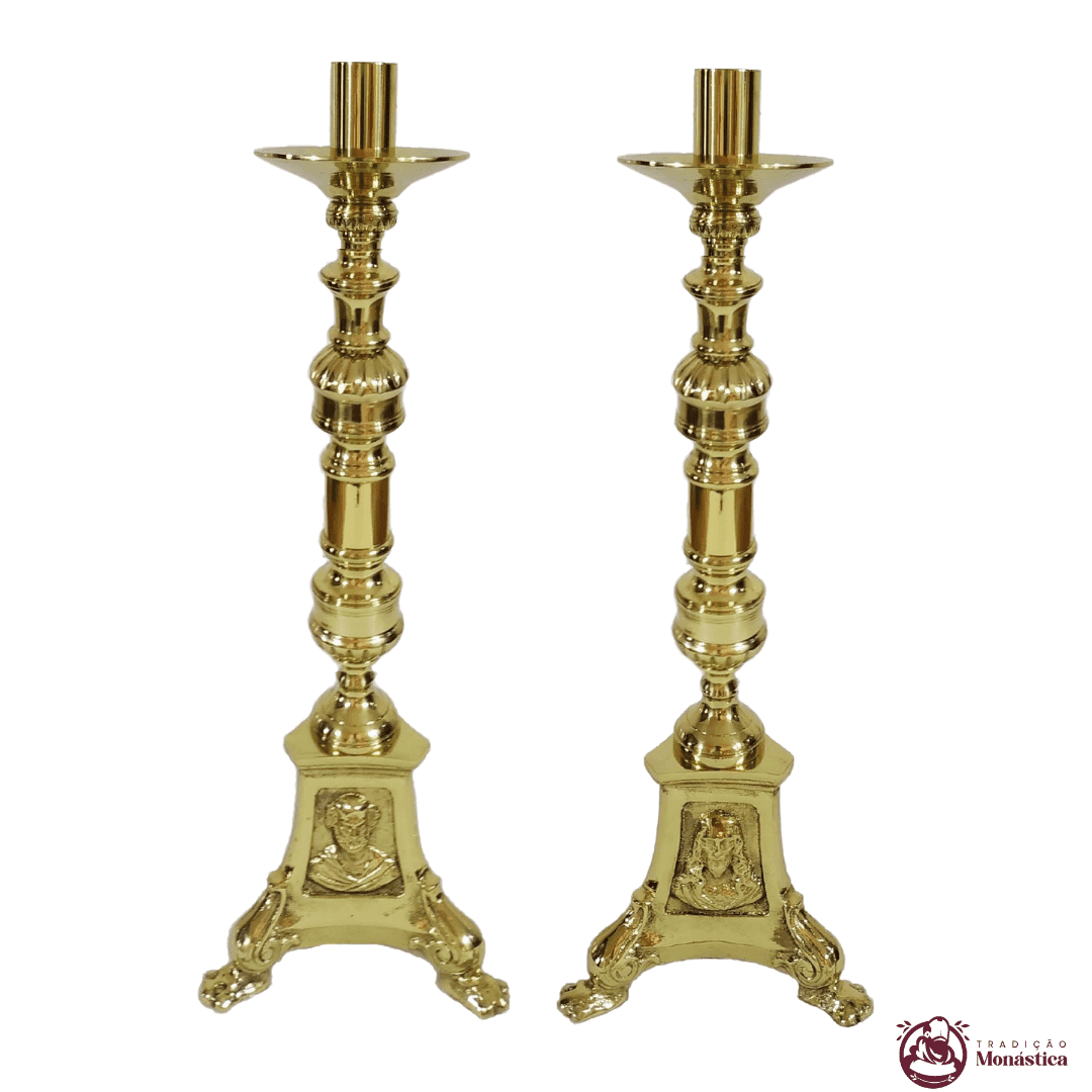 Conjunto de Castiçal e Cruz JMJ Grande em Bronze - 3