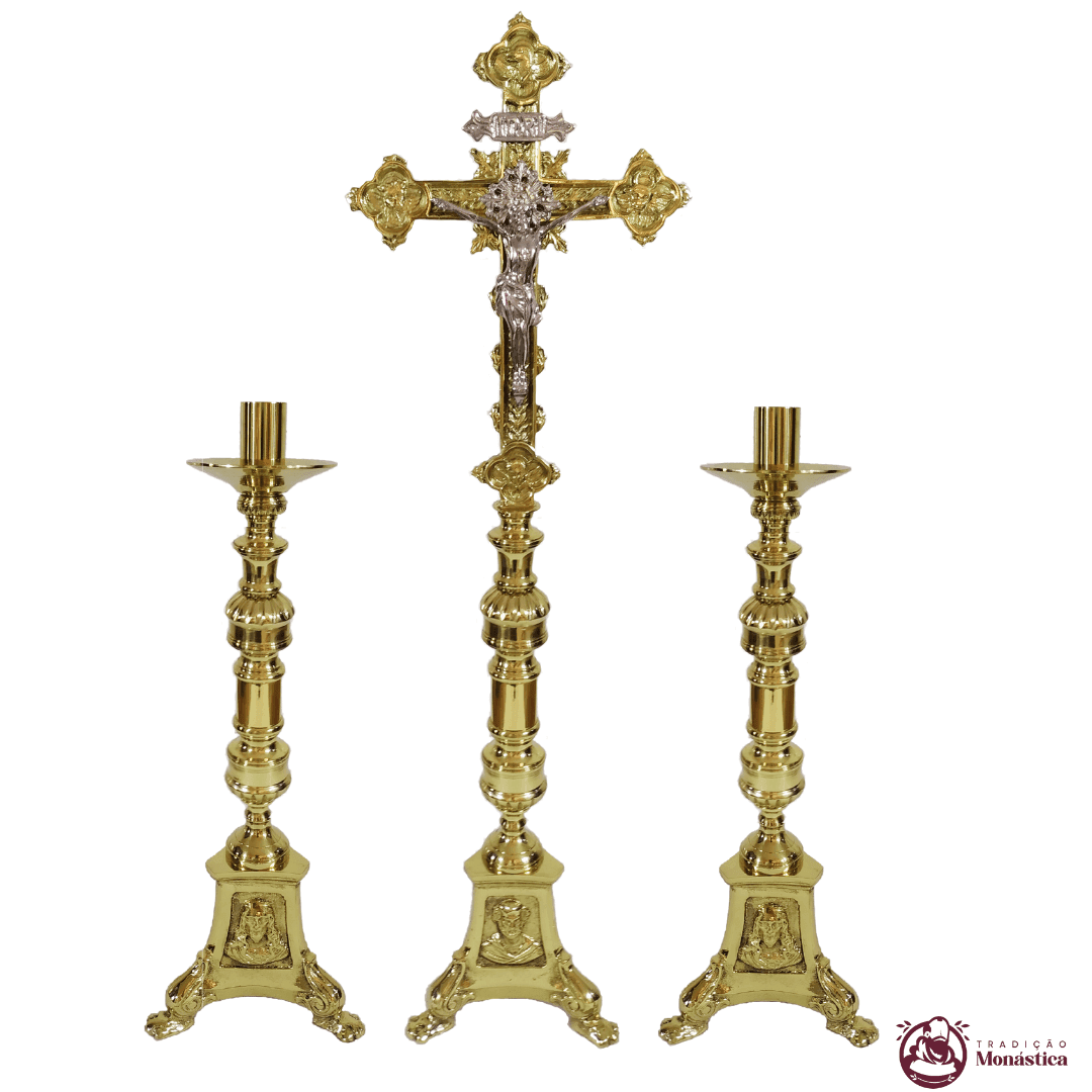 Conjunto de Castiçal e Cruz JMJ Grande em Bronze - 2