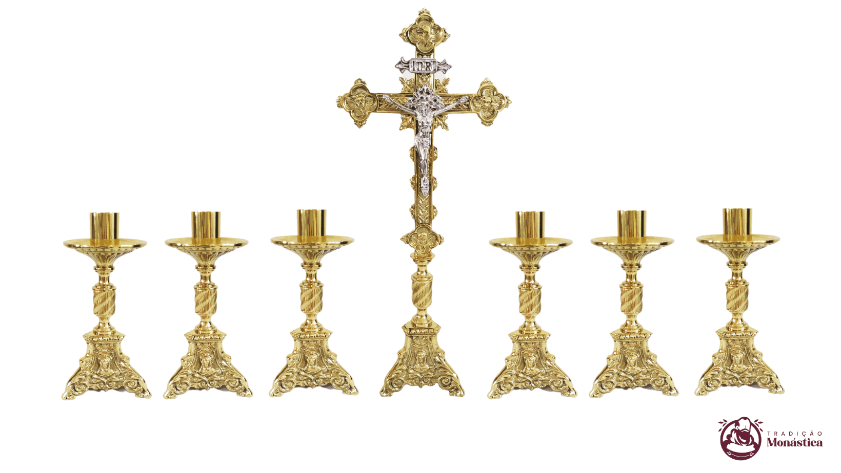 Conjunto de Castiçal e Cruz JMJ Pequeno em Bronze - 1