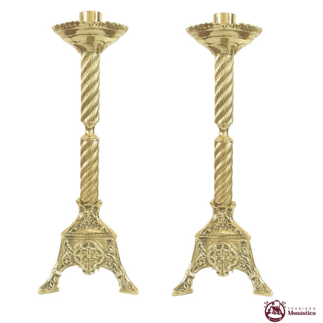 Conjunto de Castiçal e Cruz Médio em Bronze - 3