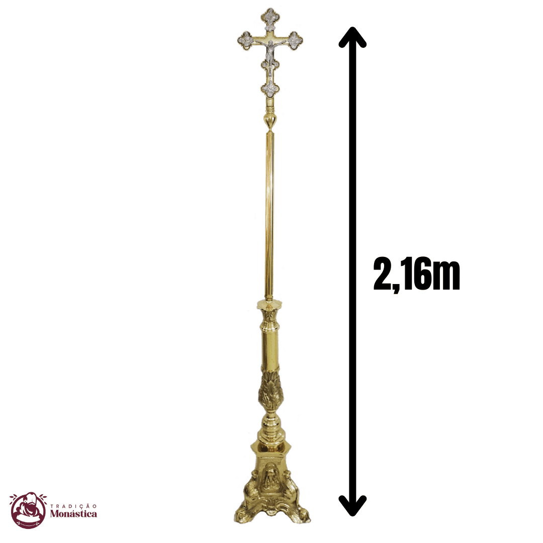 Conjunto de Cruz e Tochas Base Sagrada Família Bronze - 8