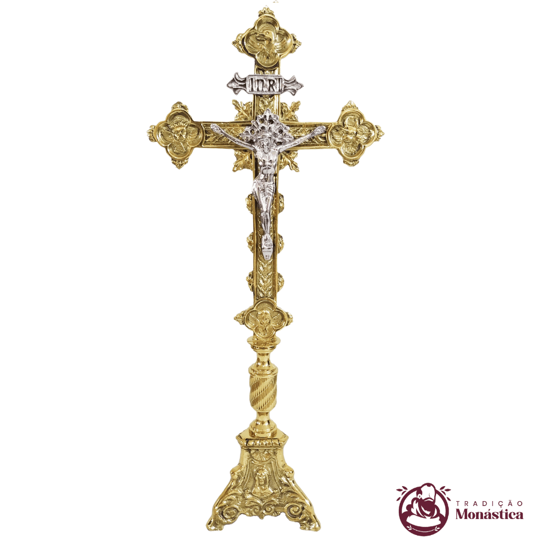 Conjunto de Castiçal e Cruz JMJ Pequeno em Bronze - 5