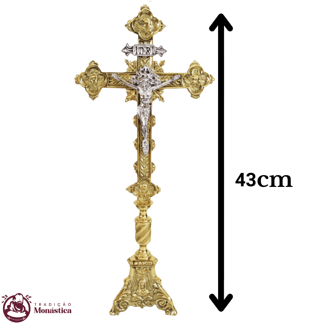 Conjunto de Castiçal e Cruz JMJ Pequeno em Bronze - 7