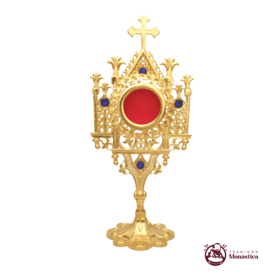 Relicário Pequeno Gótico com Banho de Ouro - 12,5cm - 2