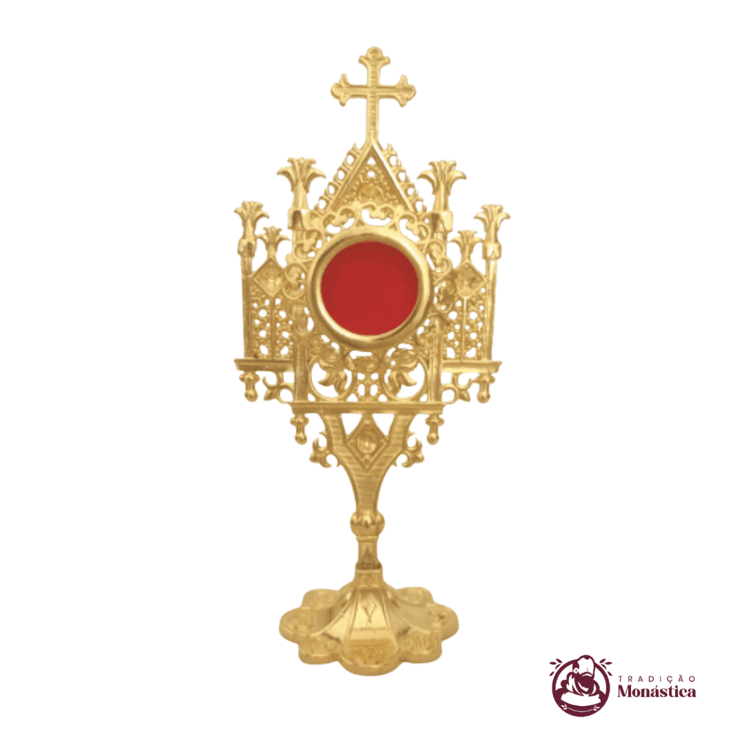 Relicário Pequeno Gótico com Banho de Ouro - 12,5cm - 4