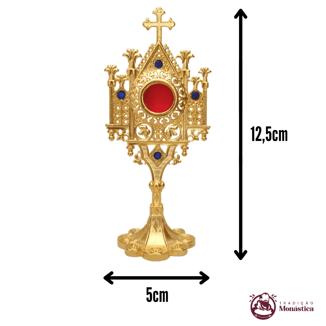 Relicário Pequeno Gótico com Banho de Ouro - 12,5cm - 5