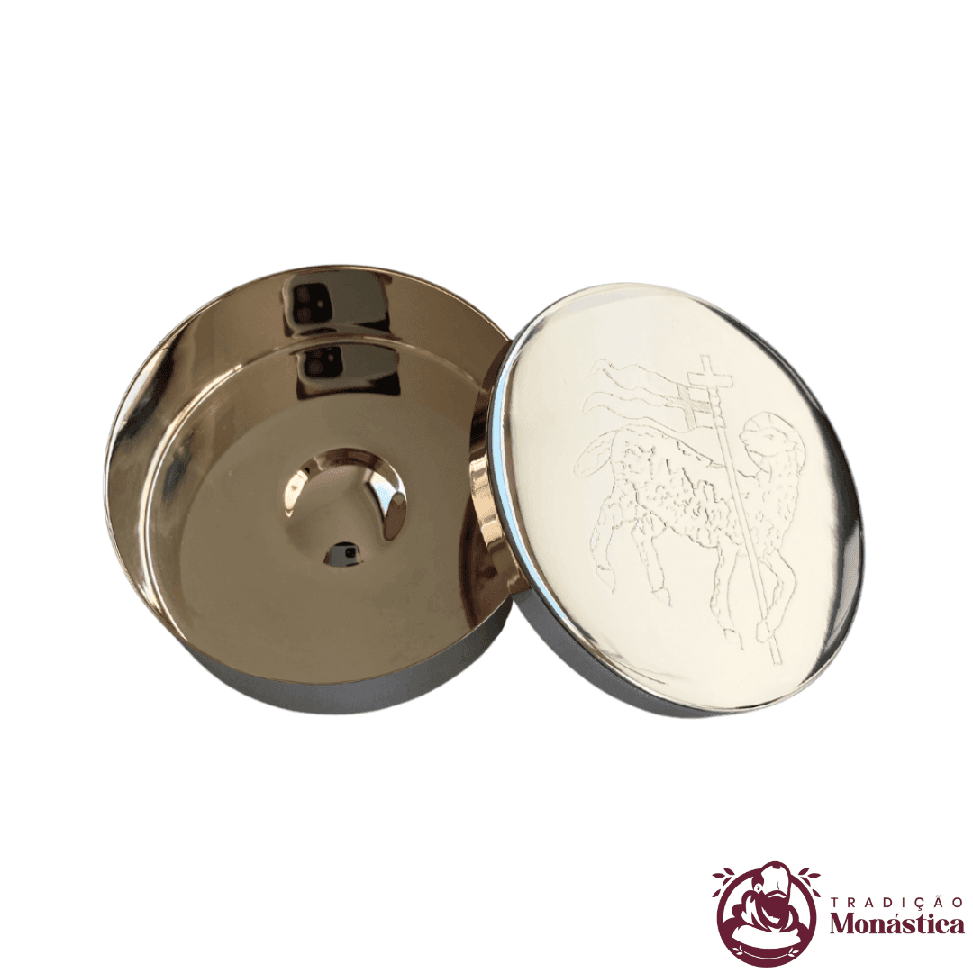 Teca para Hóstia Niquelada com Cordeiro - 8cm - 1