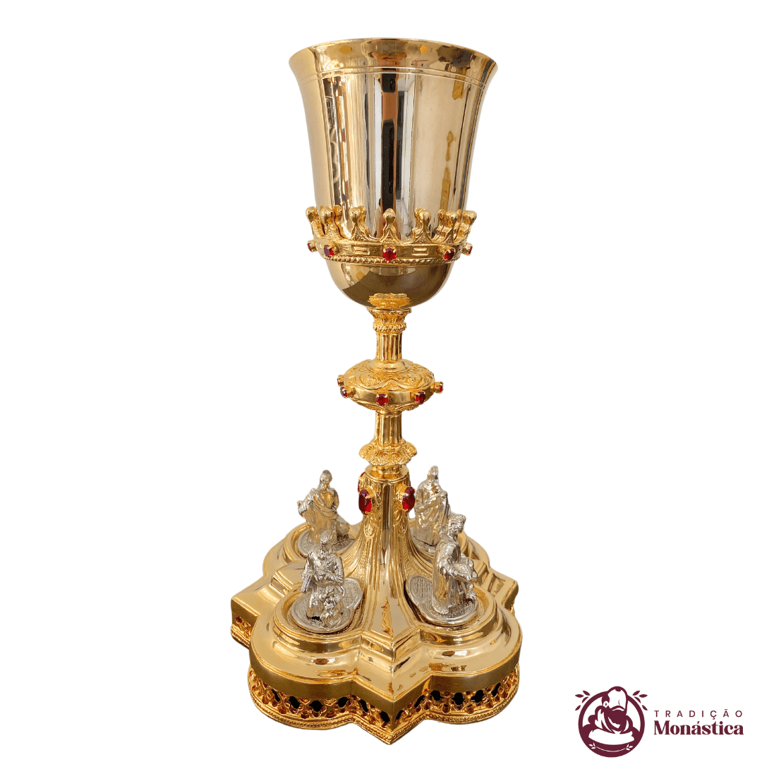 Cálice Gótico Evangelistas Banhado a Ouro