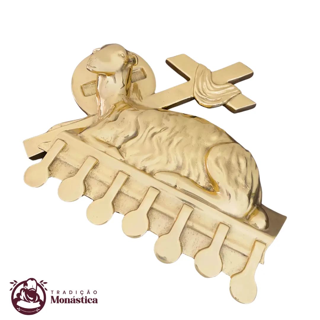 Aplique Cordeiro Grande em Bronze para Altar e Sacrário - 2