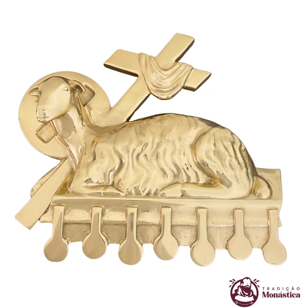 Aplique Cordeiro Grande em Bronze para Altar e Sacrário Aplique Cordeiro Grande em Bronze para Altar e Sacrário