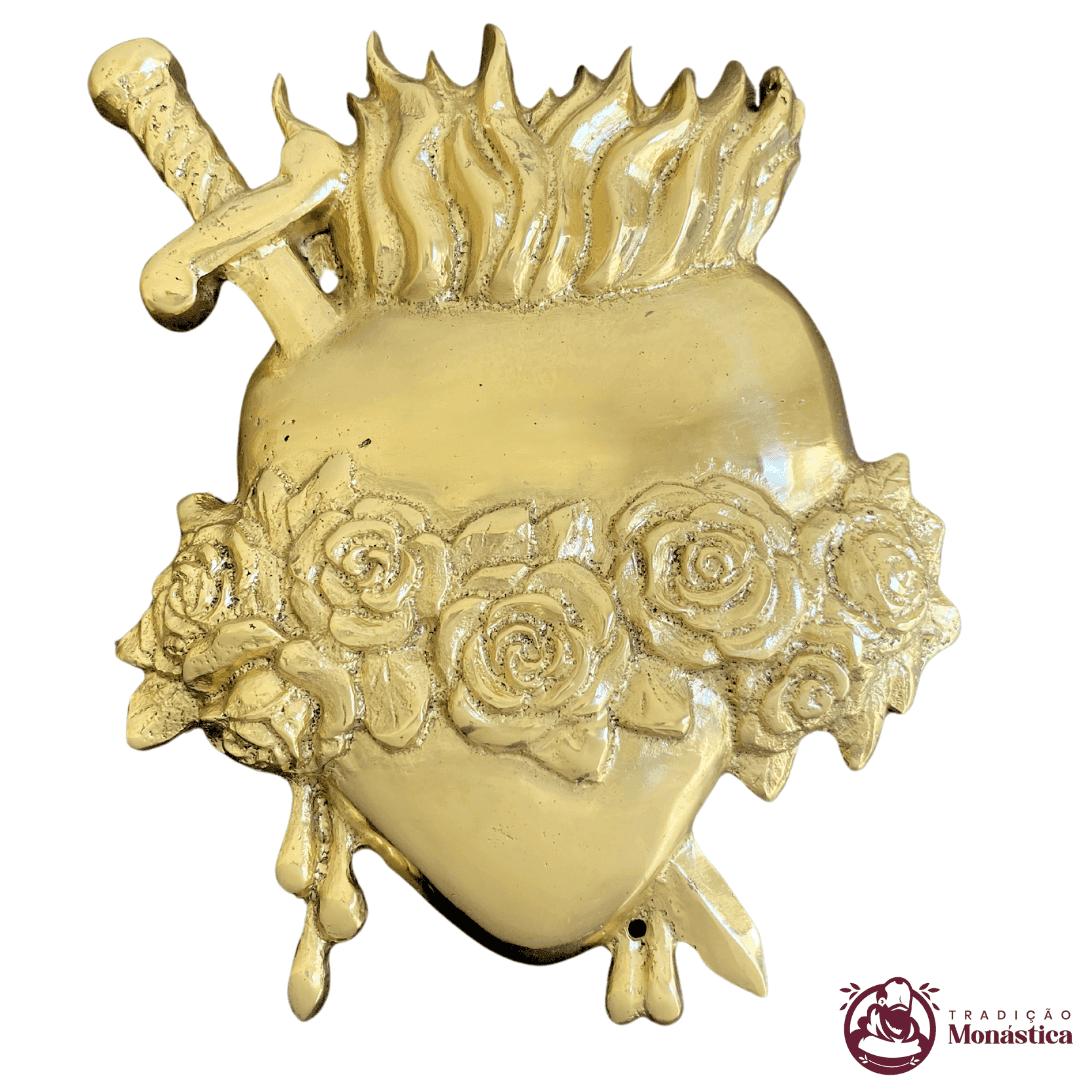 Conjunto de Apliques Três Corações em Bronze - 2