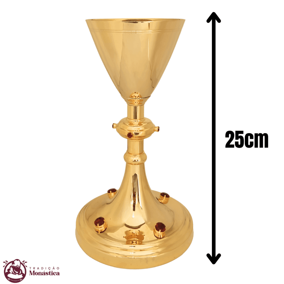 Cálice Banhado em Ouro com Pedras Vermelhas - 4