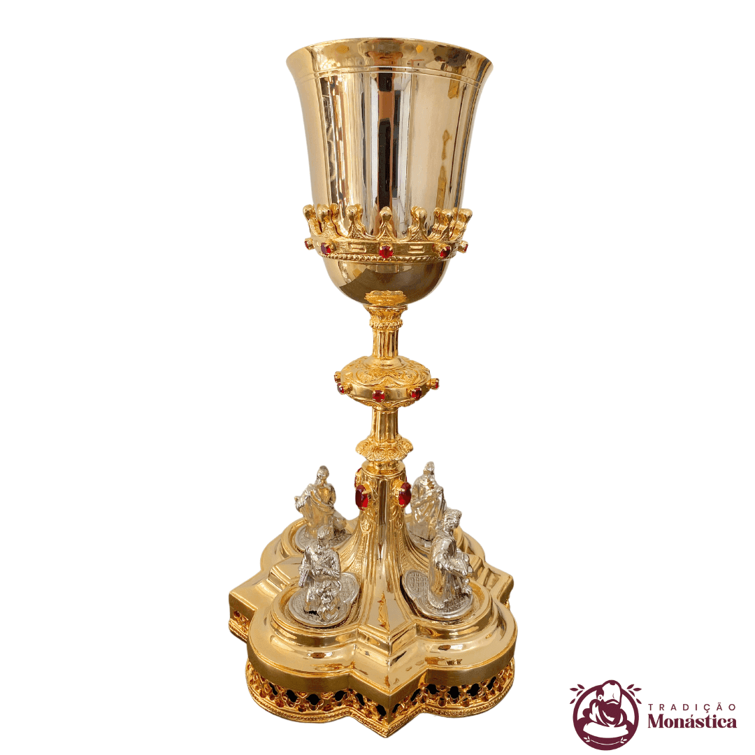 Cálice Gótico Evangelistas Banhado a Ouro - 1