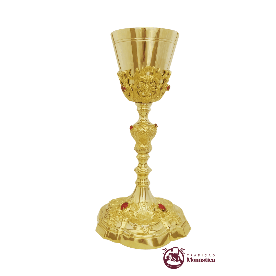 Cálice Trabalhado Banhado em Ouro - 26,5cm - 1