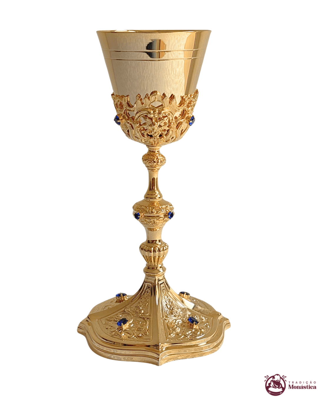 Cálice Trabalhado com Pedras Banhado em Ouro - 2