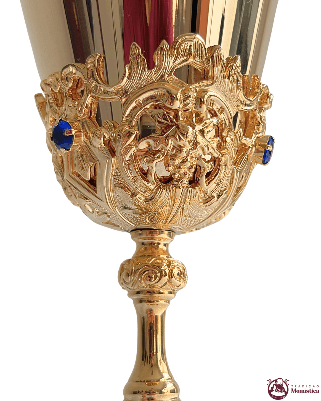 Cálice Trabalhado com Pedras Banhado em Ouro - 6