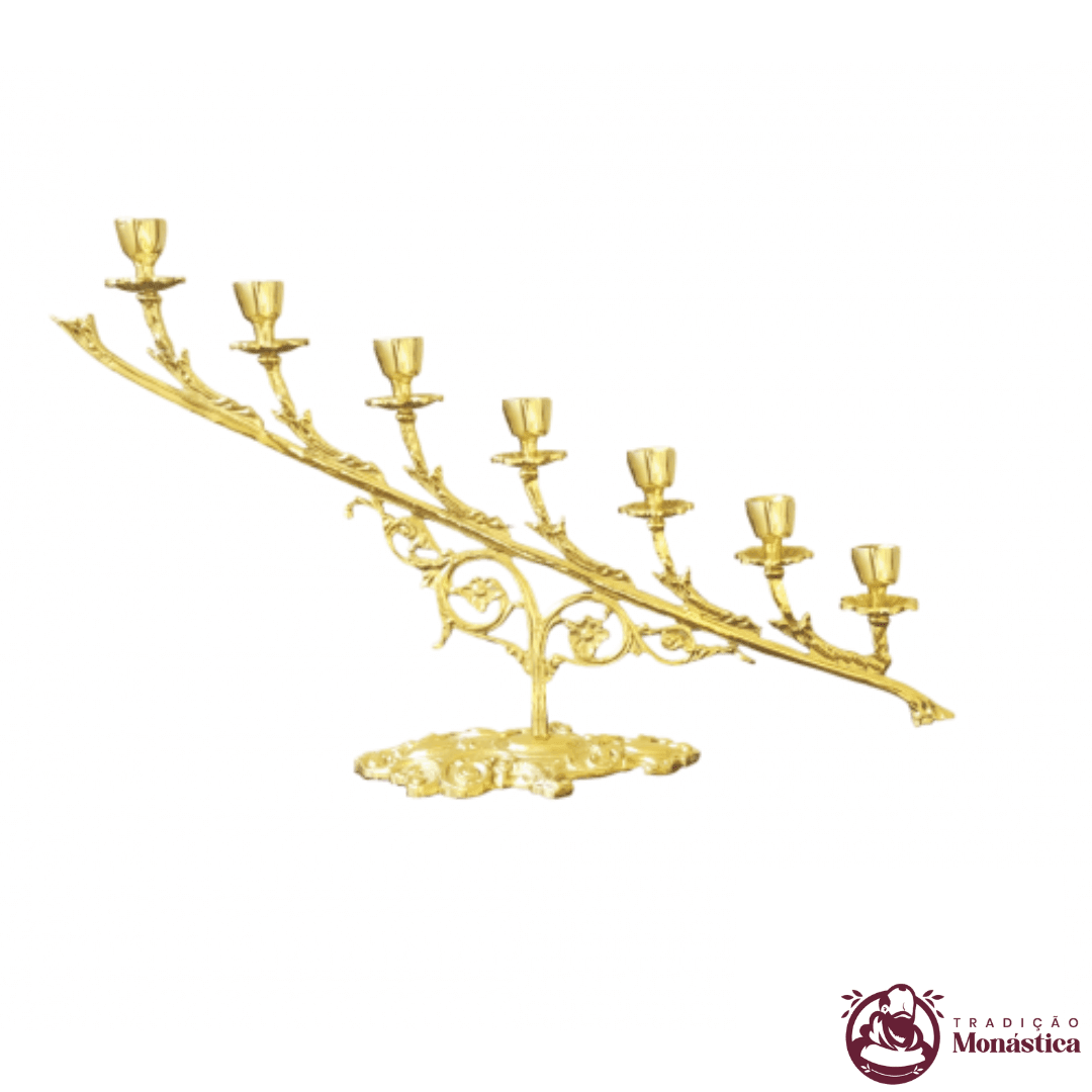 Candelabro 7 Velas Dourado em Bronze - Unidade Candelabro 7 Velas Dourado em Bronze - Unidade
