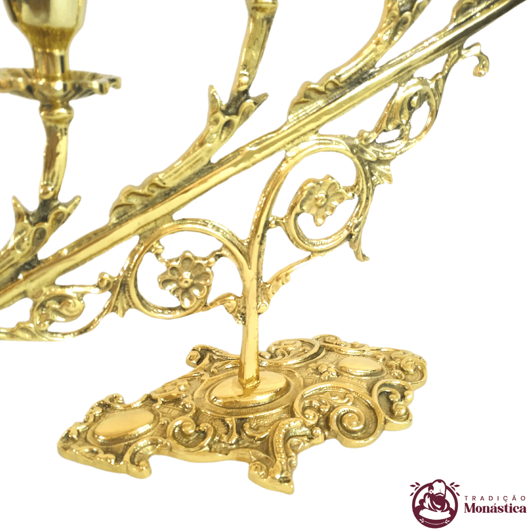 Candelabro 7 Velas Dourado em Bronze - Unidade - 2