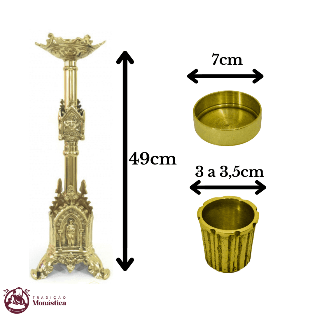 Conjunto de Castiçal e Cruz Gótico em Bronze - 4