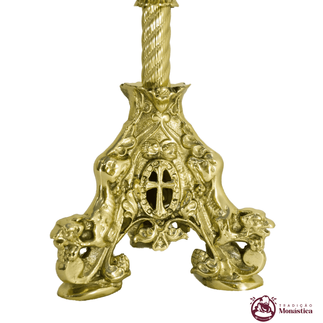 Conjunto de Castiçal e Cruz Itália em Bronze - 10