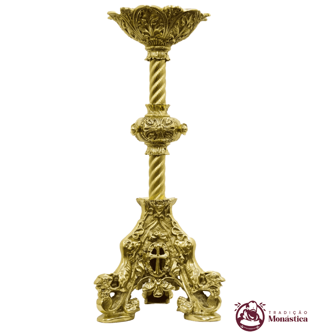 Conjunto de Castiçal e Cruz Itália em Bronze - 7