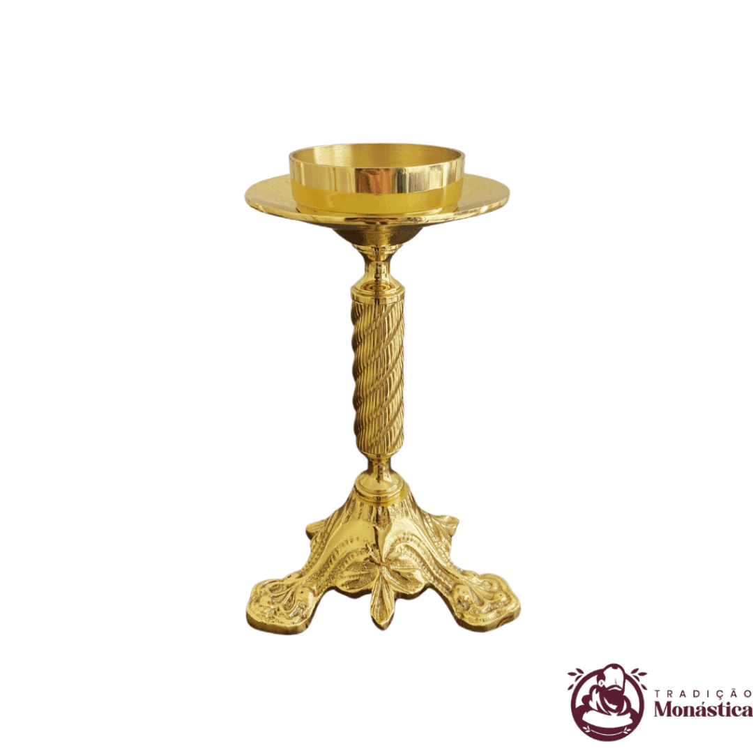 Conjunto de Castiçal e Cruz Modelo Escadinha em Bronze - 3
