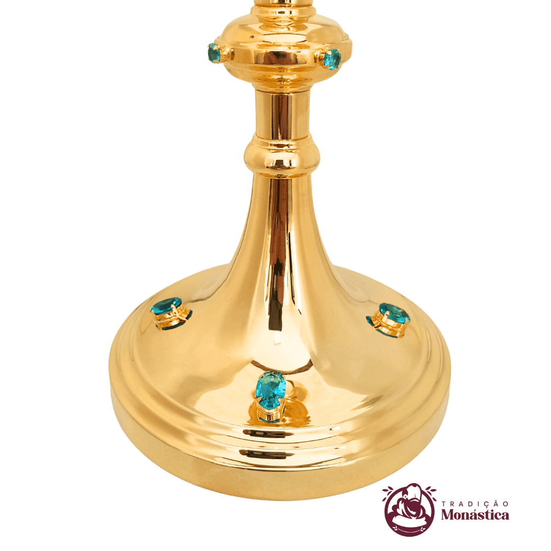 Conjunto de Cálice e Âmbula com Pedras Verdes - Grande - 4