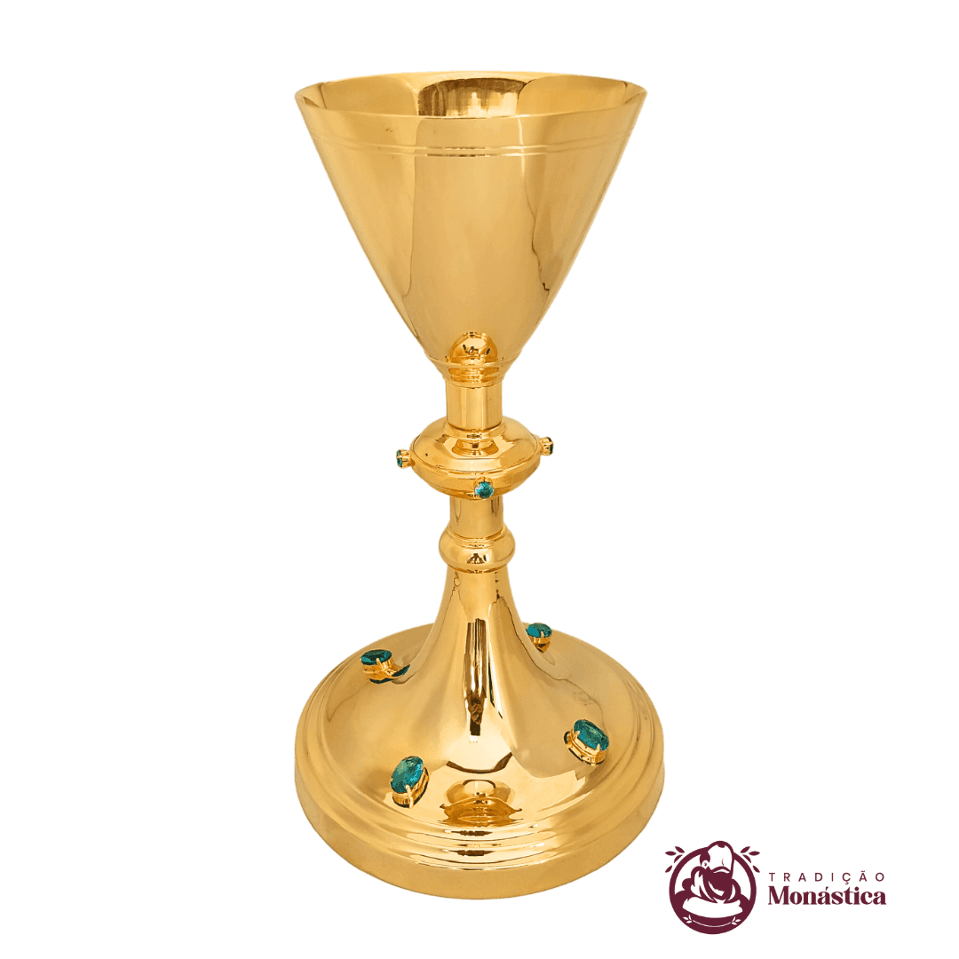 Conjunto de Cálice e Âmbula com Pedras Verdes - Grande - 5