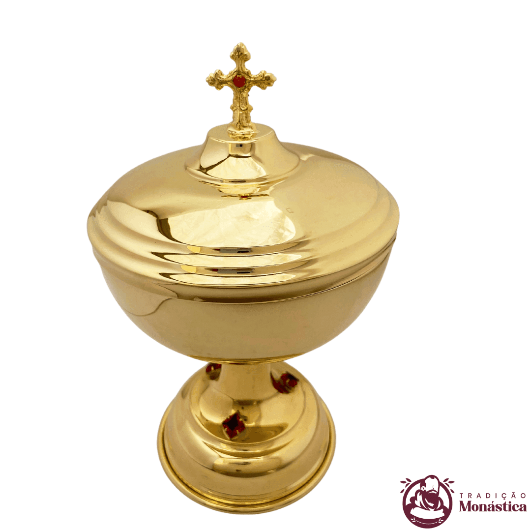 Conjunto de Cálice e Âmbula com Detalhes em Pedras Vermelhas - Pequeno - 2