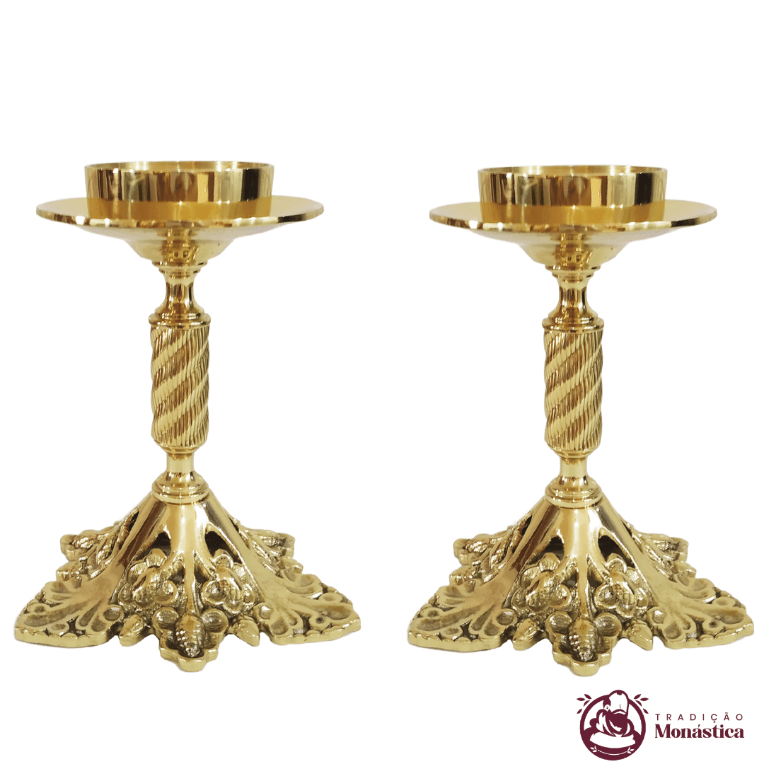 Conjunto Base Uva de Castiçal e Cruz para Altar - 3