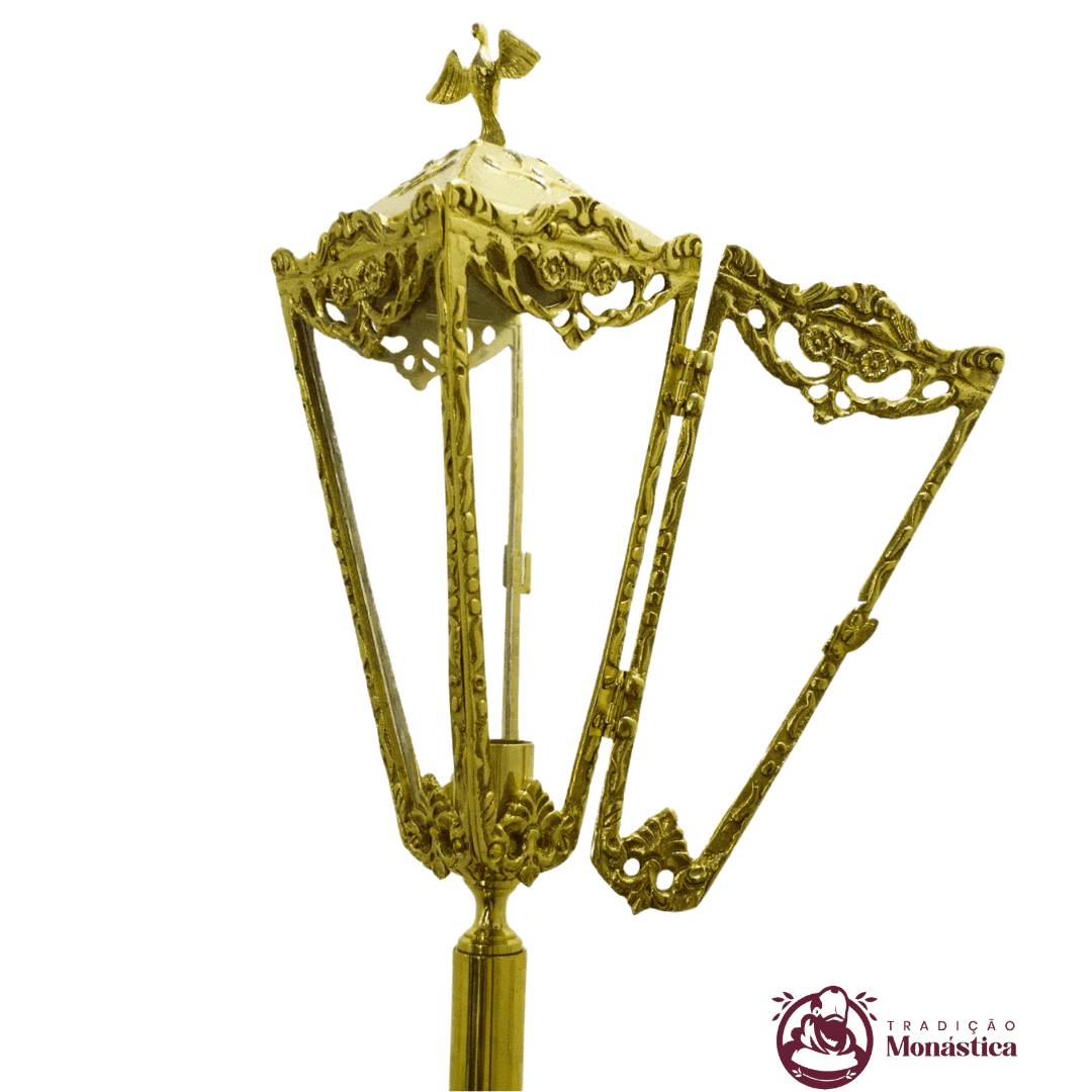 Conjunto de Cruz Processional Simples e Tochas em Bronze - 4