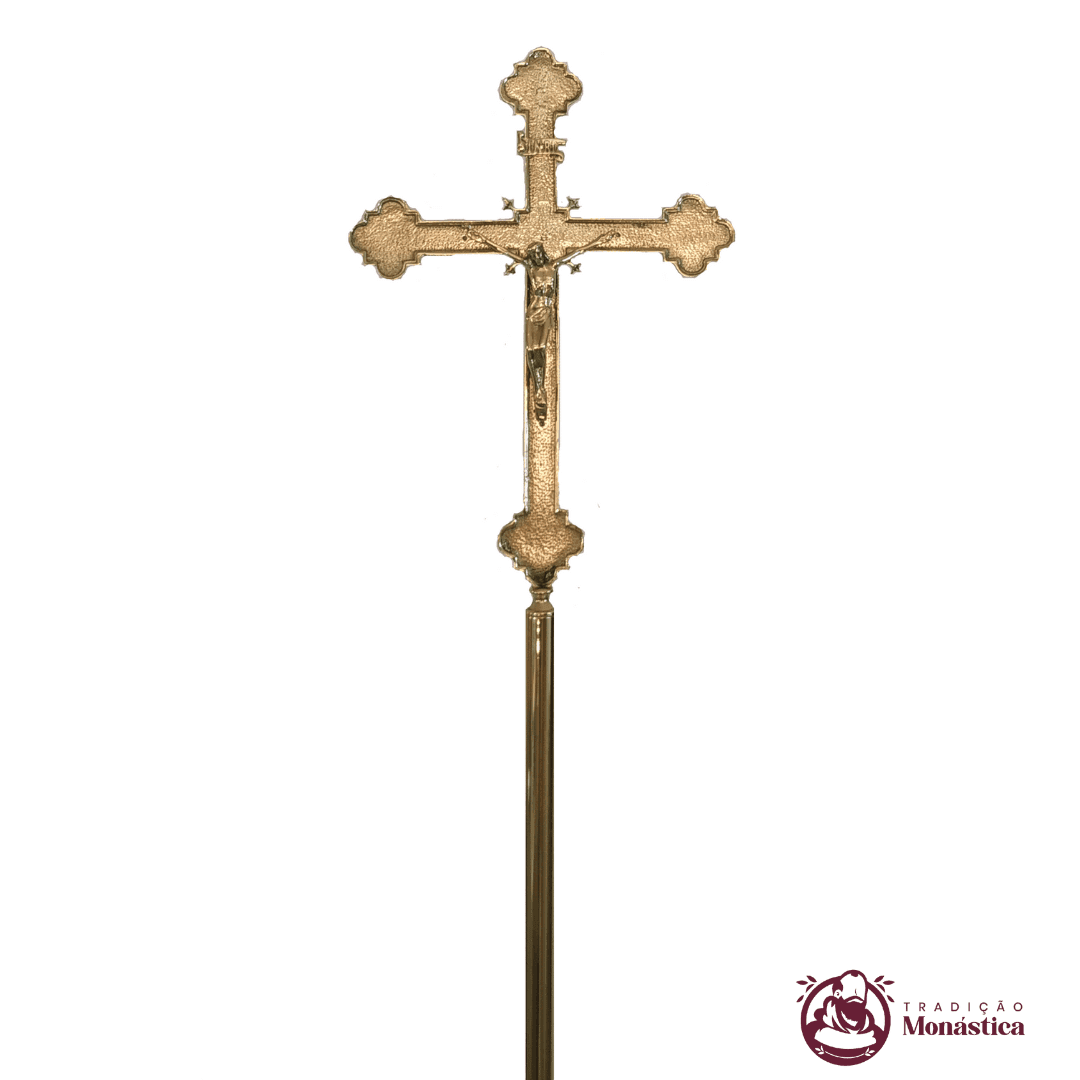 Conjunto de Cruz Processional Simples e Tochas em Bronze - 2