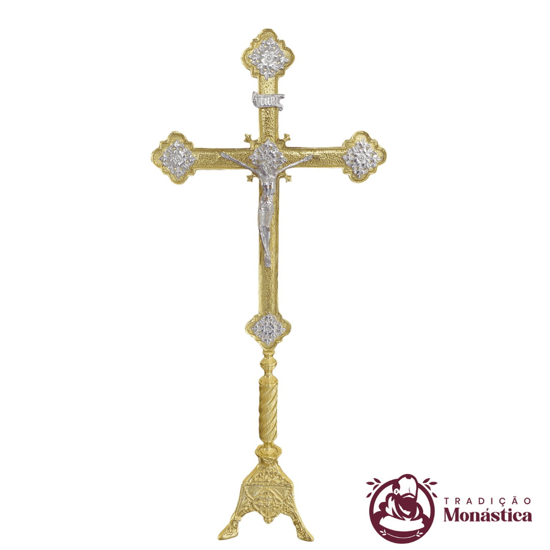 Conjunto de Castiçal e Cruz Exclusivo Pequeno em Bronze - 4