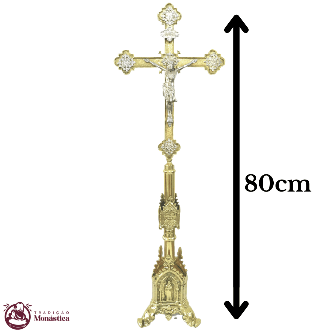 Conjunto de Castiçal e Cruz Gótico em Bronze - 5
