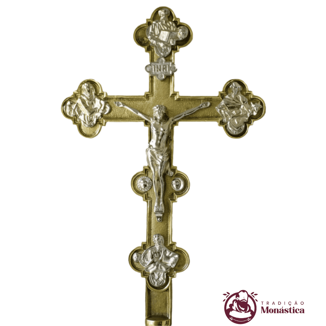 Conjunto de Castiçal e Cruz Itália em Bronze - 8