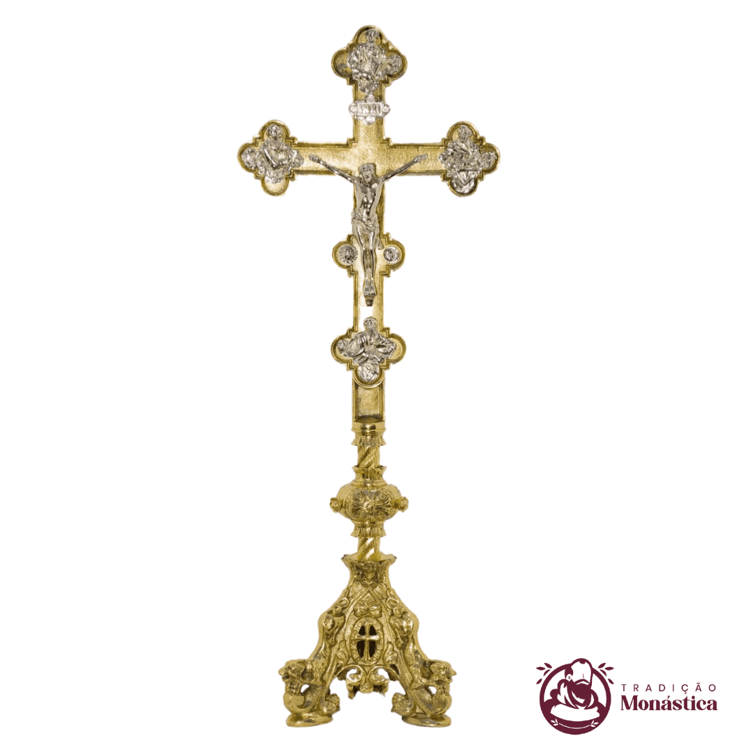 Conjunto de Castiçal e Cruz Itália em Bronze - 9