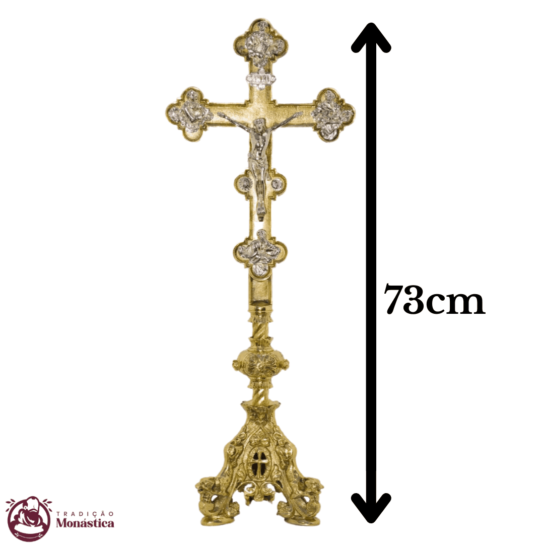 Conjunto de Castiçal e Cruz Itália em Bronze - 12