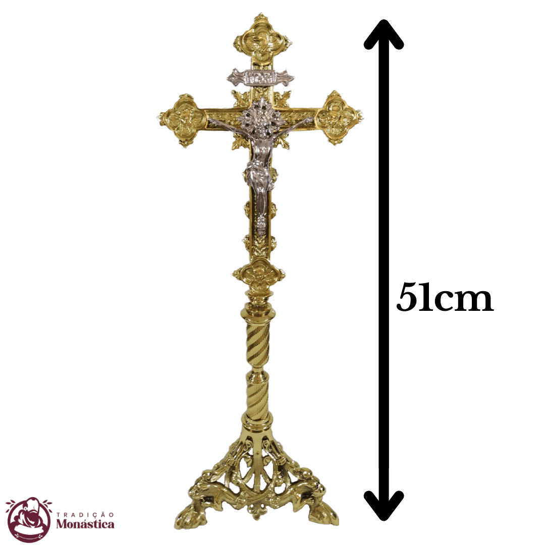 Conjunto Pé de Leão de Castiçal e Cruz para Altar - 5