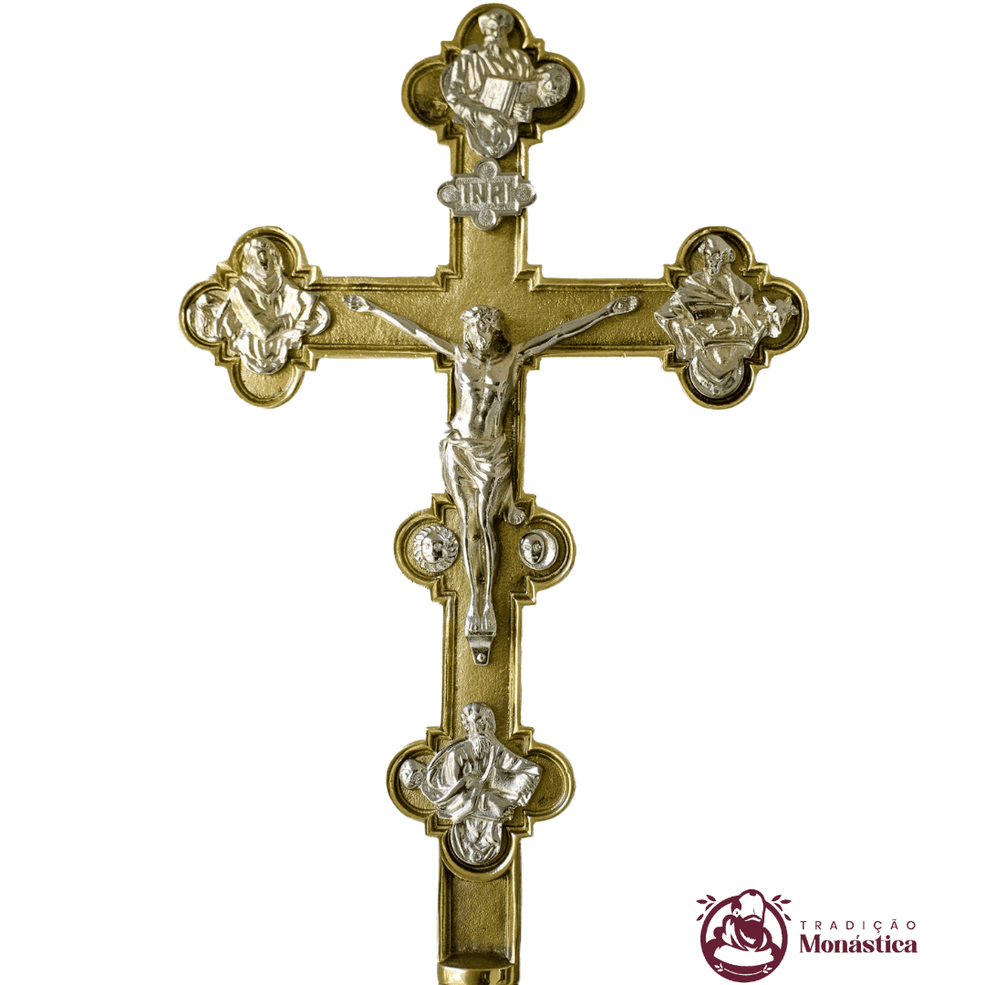 Cruz Processional Trabalhada em Bronze - 2