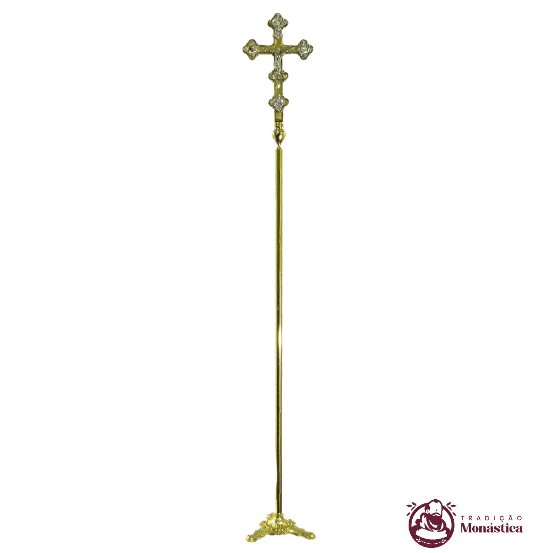 Cruz Processional Trabalhada em Bronze - 1