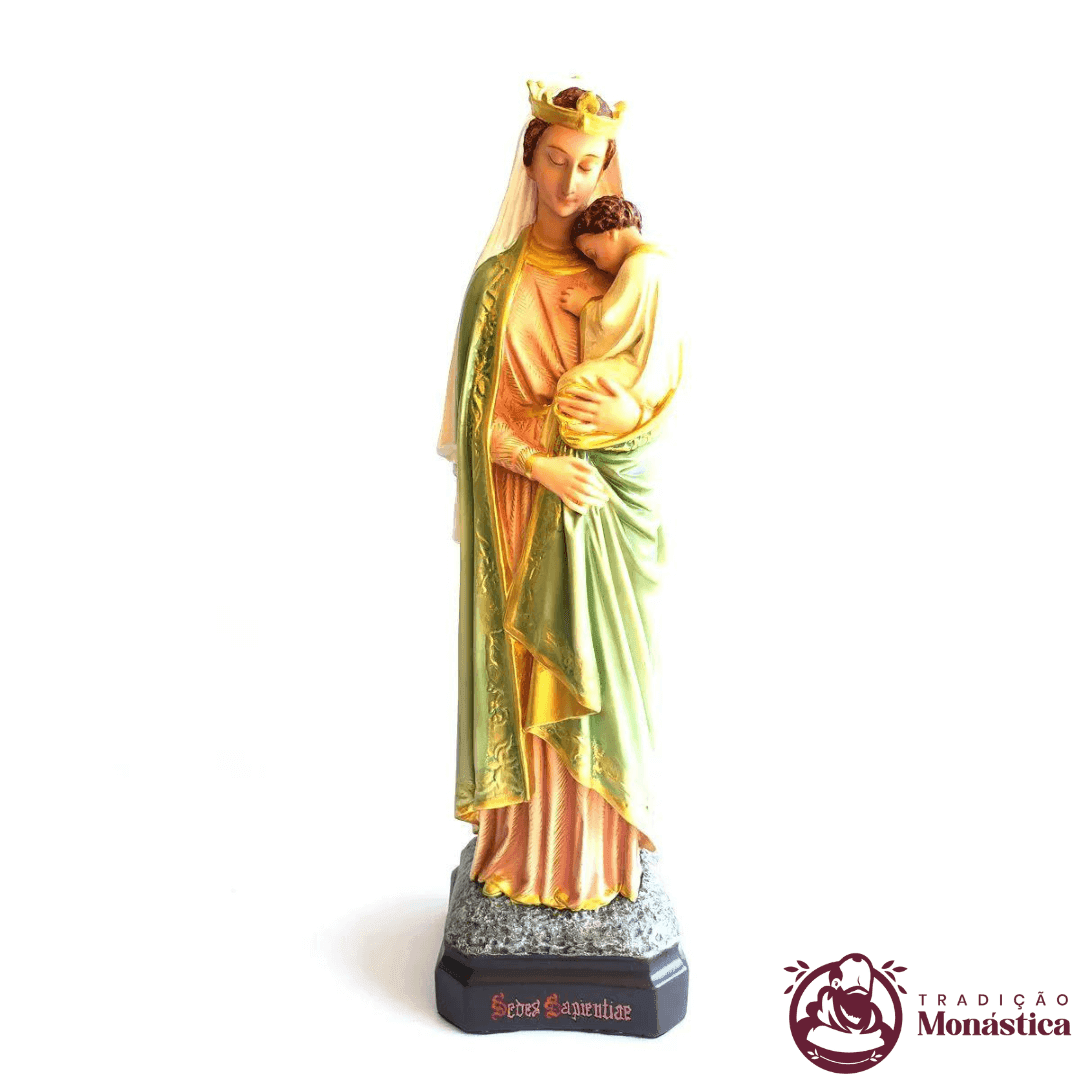 Imagem de Nossa Senhora da Sabedoria Policromada em Resina - 40cm - 1