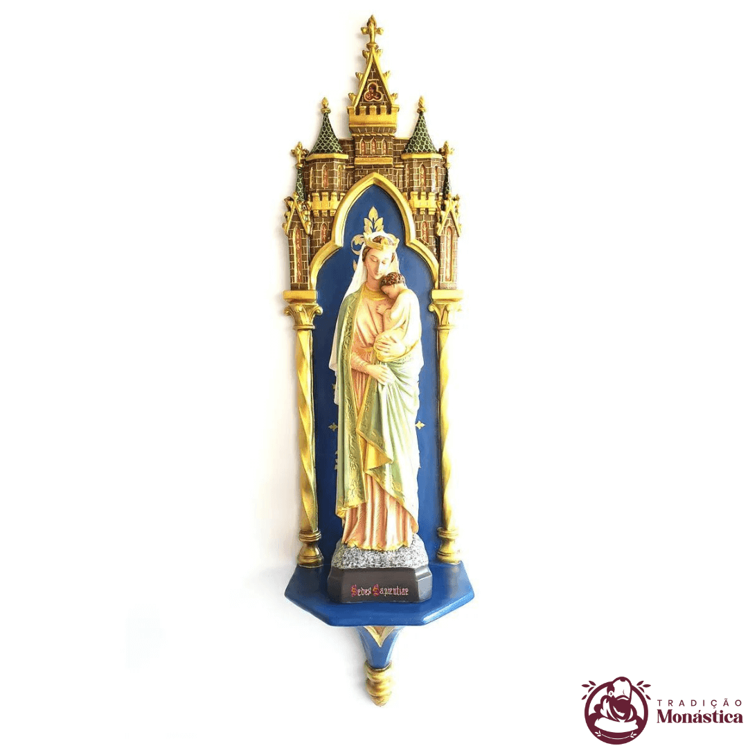 Imagem de Nossa Senhora da Sabedoria com Peanha Gótica Imagem de Nossa Senhora da Sabedoria com Peanha Gótica
