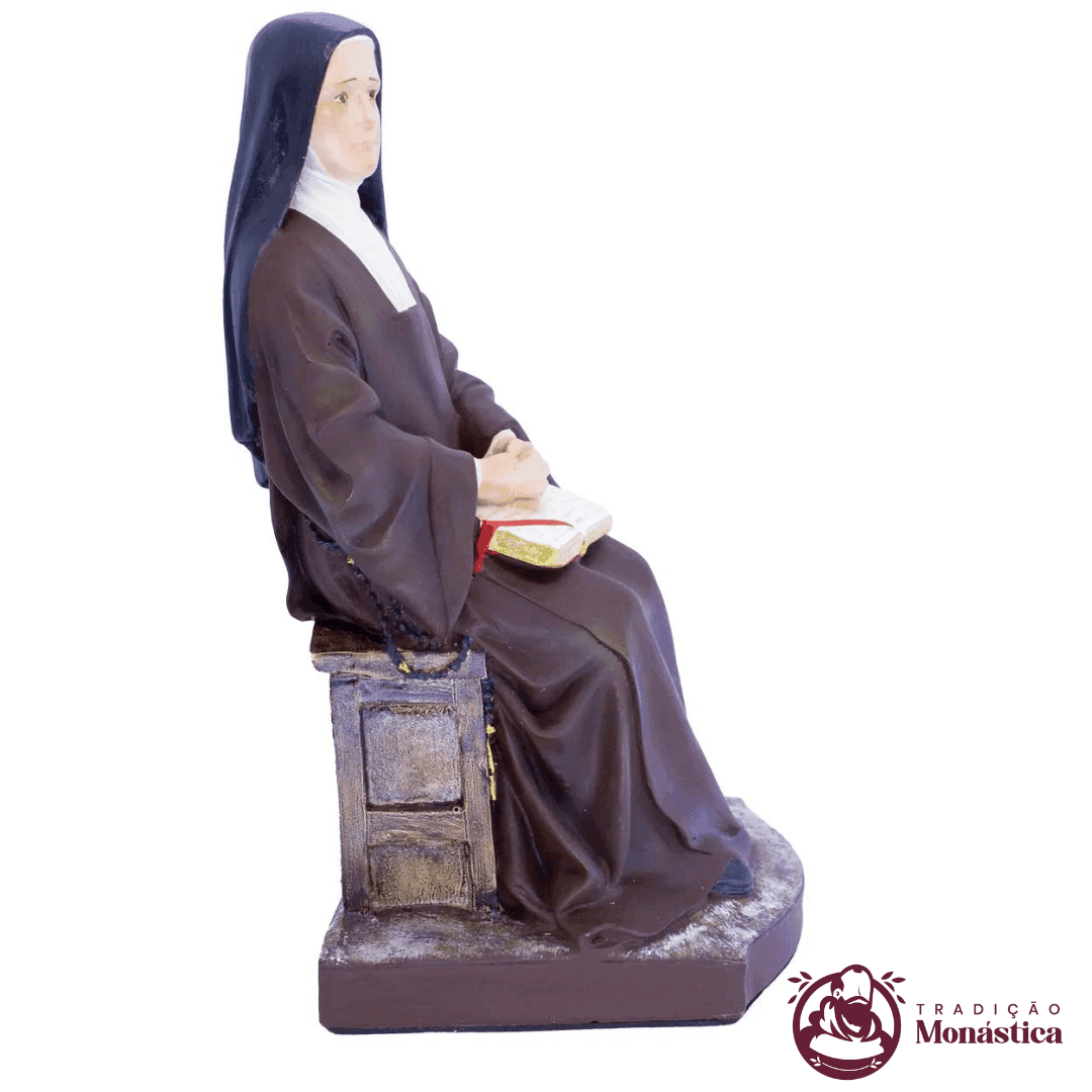 Imagem de Santa Terezinha Sentada Policromada em Resina - 3