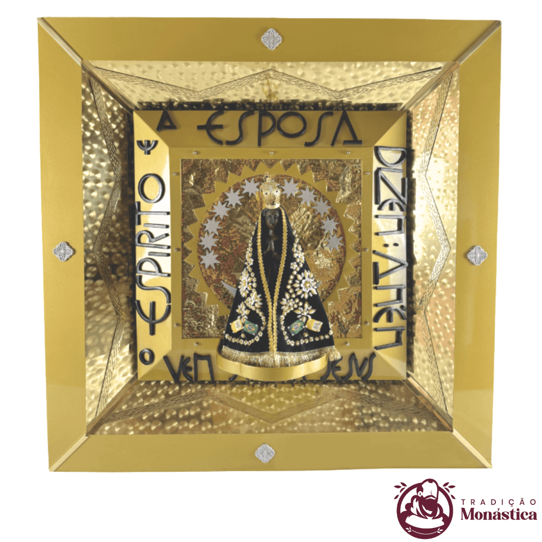 Nicho de Nossa Senhora Aparecida para Embutir em Latão - 90x90cm - 1