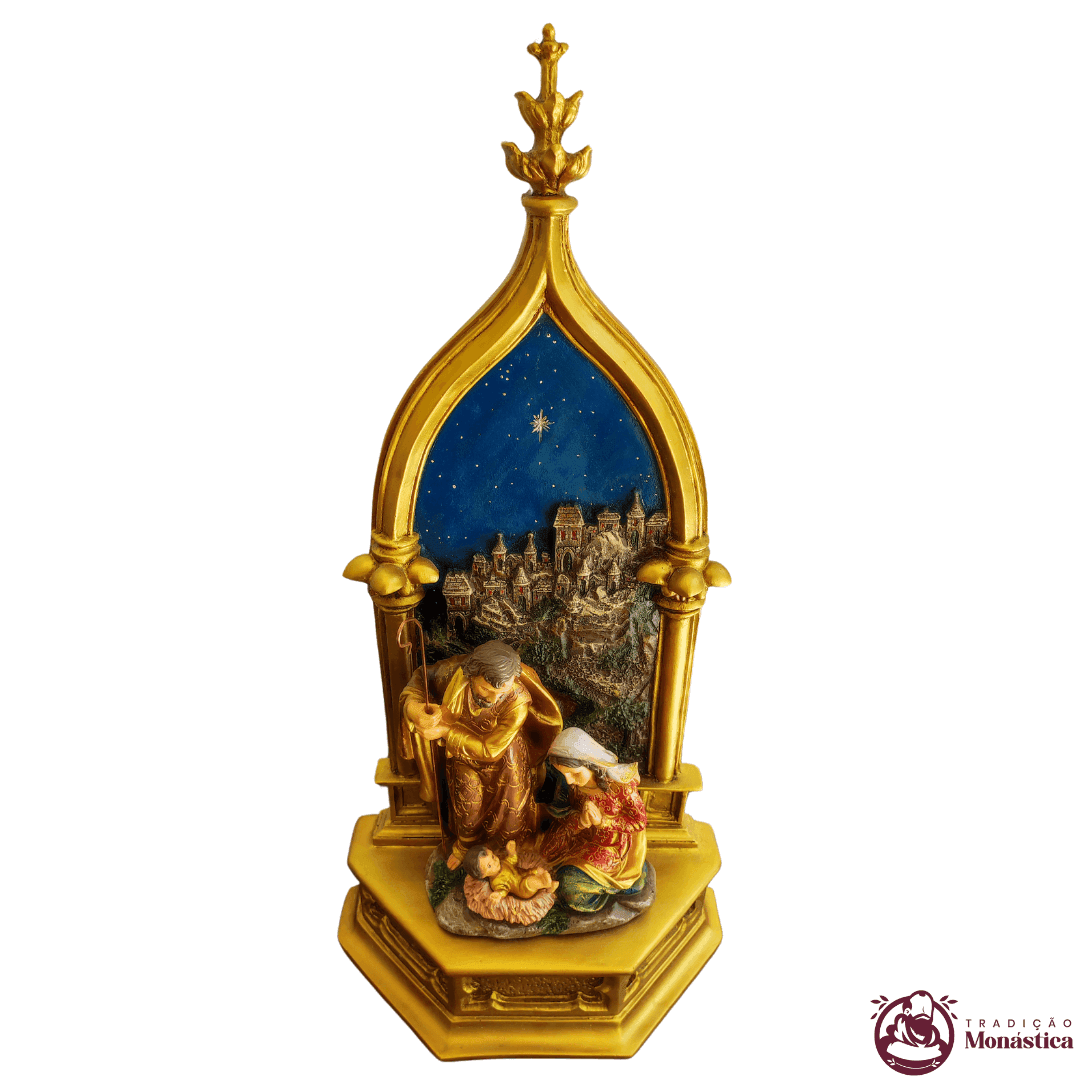 Oratório Peanha Sagrada Família Policromado em Resina - 2