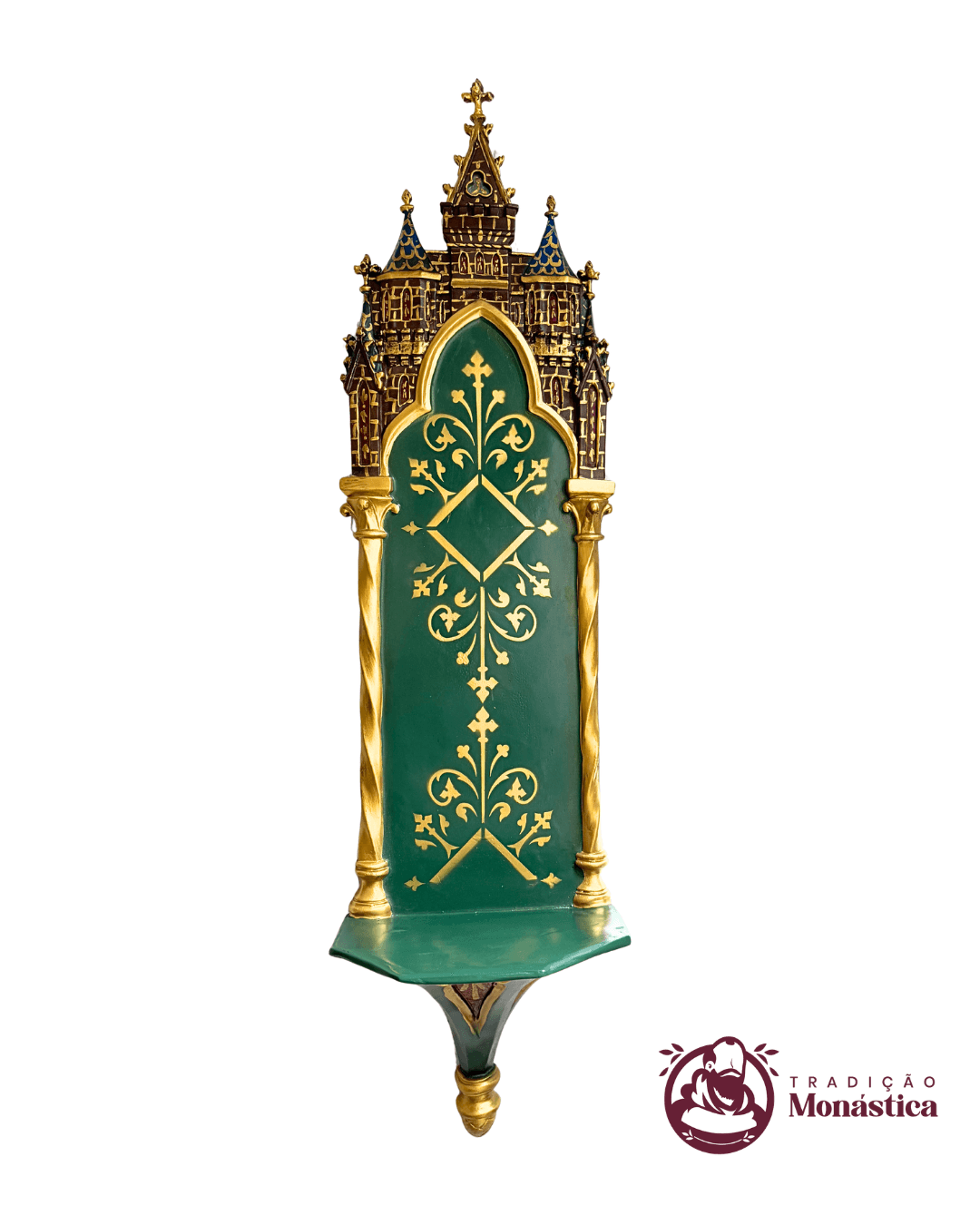 Peanha Oratório Gótica Castelo Policromada em Resina - 90cm - 4