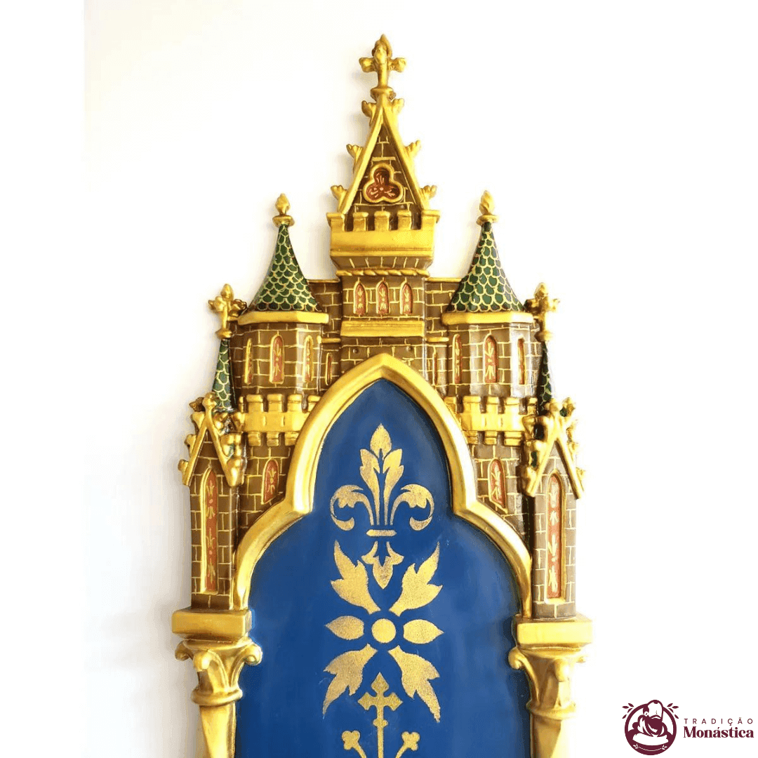 Peanha Oratório Gótica Castelo Policromada em Resina - 90cm - 2